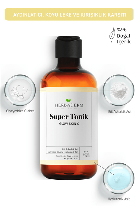 Herbaderm Glow Skin C Aydınlatıcı, Leke ve Kırışıklık Karşıtı Super Tonik