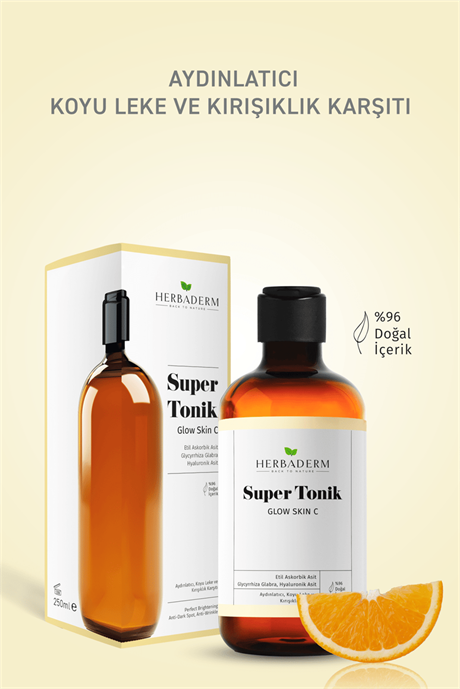 Herbaderm Glow Skin C Aydınlatıcı, Leke ve Kırışıklık Karşıtı Super Tonik