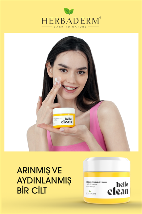 Herbaderm Hello Clean  Aydınlatıcı, Canlandırıcı Yağ Bazlı Temizleyici Balm + Saf Vitamin C 100 Ml