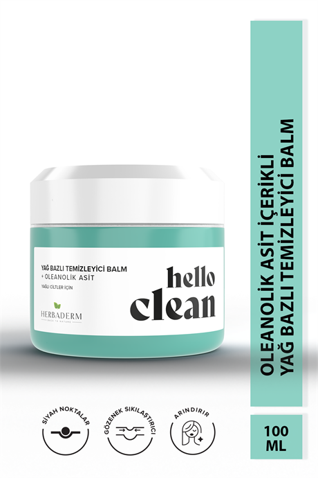 Herbaderm Hello Clean  Gözenek Karşıtı Yağ Bazlı Temizleyici Balm + Oleanolik Asit 100 Ml