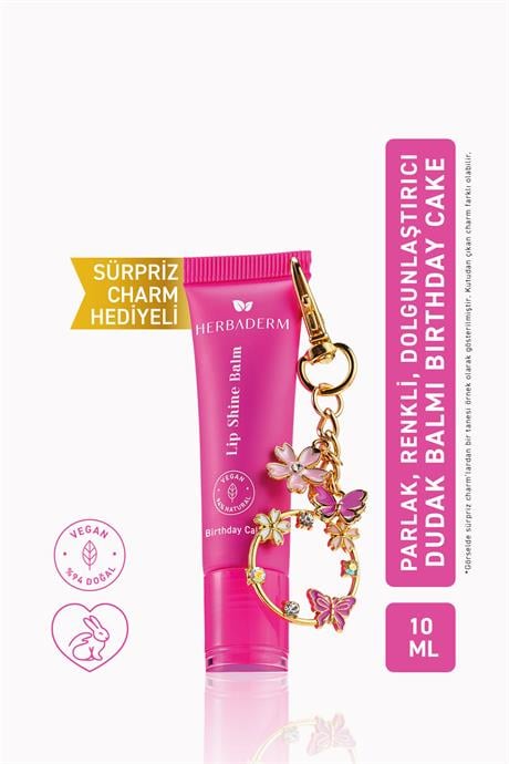 HerbadermParlatıcı, Dolgunlaştırıcı, Onarıcı Vegan Dudak Balmı, Birthday Cake Aromalı 10 ml