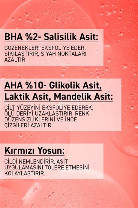 Herbaderm Süper Serum Aydınlatıcı, Renk Eşitleyici Kırmızı Peeling Aha %10 + Bha %2 + Kırmızı Yosun %91 Doğal İçerik 30 Ml