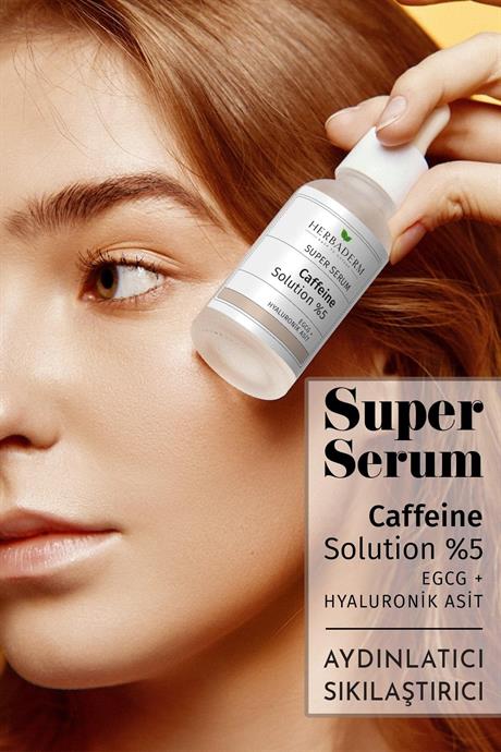Herbaderm Süper Serum Göz Altı Torba ve Morluklarına Karşı Göz Çevresi Bakım Serumu Kafein + Hyaluronik Asit + EGCG %96 Doğal İçerik 30 Ml