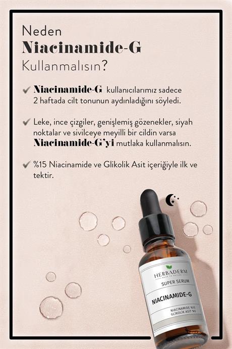 Herbaderm Süper Serum (Niacinamide %15 + Glikolik Asit %5) Leke, Kırışıklık ve Sivilce Karşıtı 30 Ml