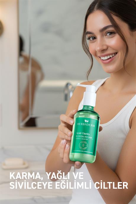 Herbaderm Yağlı ve Sivilceli Ciltler için Yüz Temizleme Jeli 250 ml
