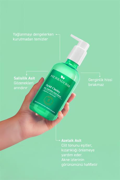 Herbaderm Yağlı ve Sivilceli Ciltler için Yüz Temizleme Jeli 250 ml