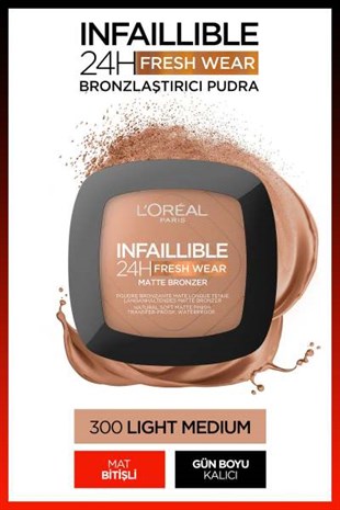 LOréal Paris Infaillible 24H Fresh Wear Bronzlaştırıcı Pudra - 300 Light Medium