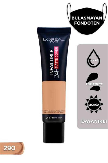 LOréal Paris Infaillible 24H Matte Cover Yüksek Kapatıcı Fondöten - 290 Golden Amber