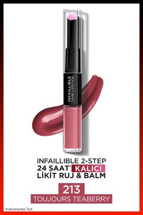 LOréal Paris Infaillible 2-Step 24 Saat Kalıcı Likit Ruj & Balm - 213 Toujours Teaberry