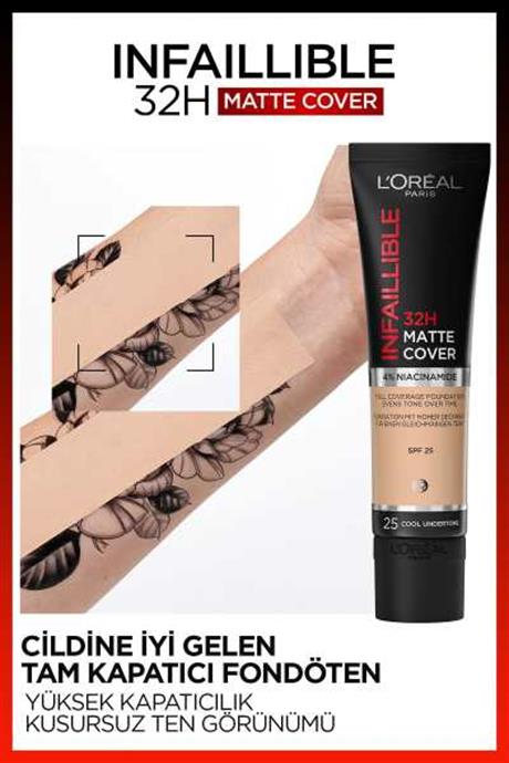 Loreal Paris Infaillible 32H Matte Cover Yüksek Kapatıcı Fondöten - 155 Soğuk Alt Ton