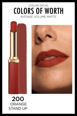 Loreal Paris Color Riche Colors of Worth Intense Volume Matte Ruj - 200 Orange Stand Up