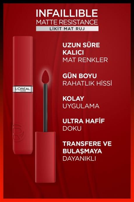 LOréal Paris Infaillible Matte Resistance Likit Mat Ruj - 420 Le Rouge Paris