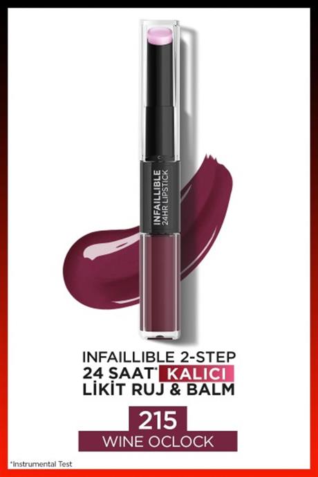 LOréal Paris Infaillible 2-Step 24 Saat Kalıcı Likit Ruj & Balm - 215 Wine Oclock