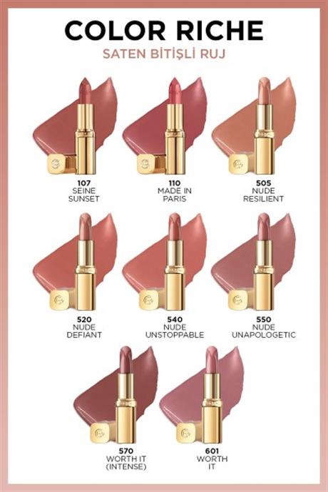 LOréal Paris Color Riche Saten Bitişli Ruj - 550 Nude Unapologetic