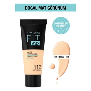 Maybelline New York Fit Me Matte+Poreless Fondöten - 112 Soft Beige