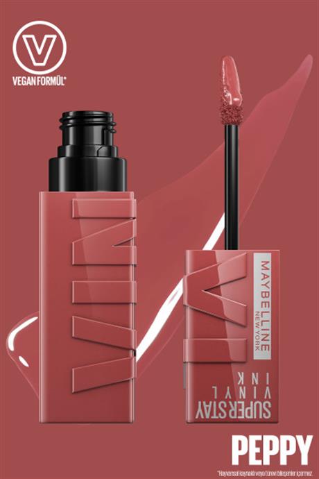 Maybelline New York Super Stay Vinyl Ink Uzun Süre Kalıcı Likit Parlak Ruj 115 Peppy