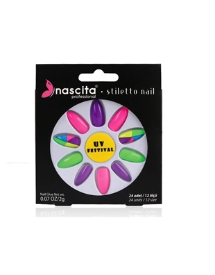Nascita Stiletto Takma Tırnak Neon Desing -21