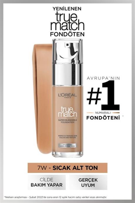 LOréal Paris True Match Bakım Yapan Fondöten - 7W Sıcak Alt Ton