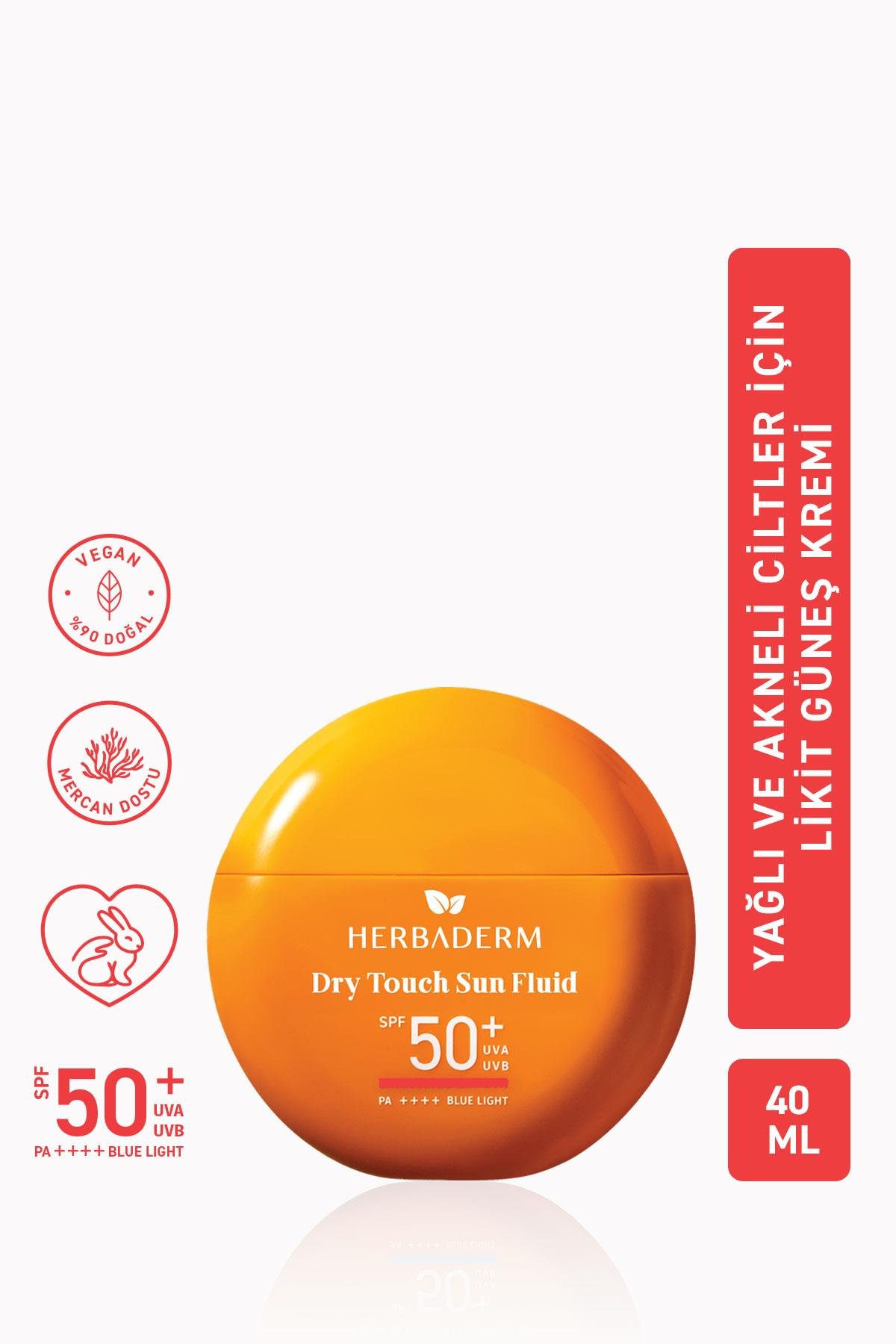 Herbaderm Likit Güneş Kremi SPF 50+ Akne Karşıtı, Hibrit Formül 40 ml