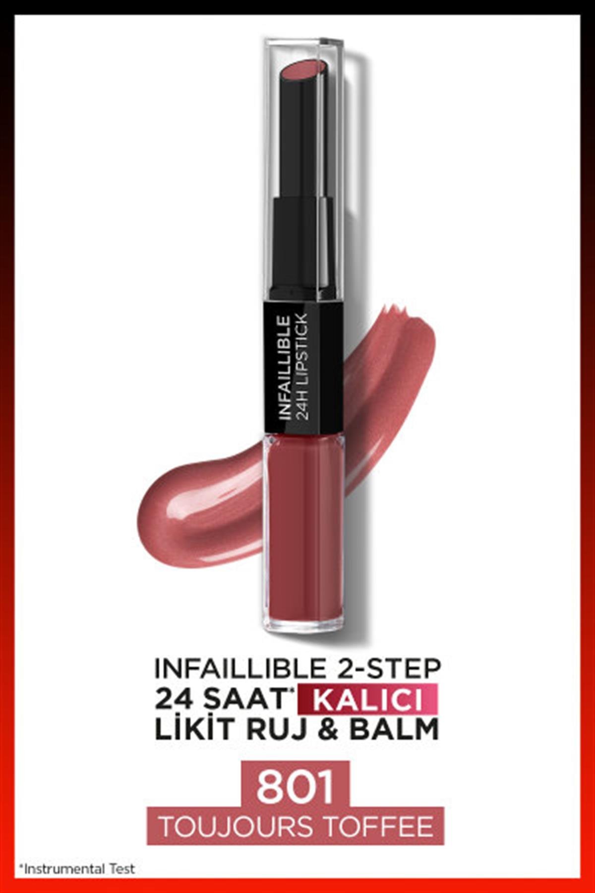 L'Oréal Paris Infaillible 2-Step 24 Saat Kalıcı Likit Ruj & Balm - 801 Toujours Toffee