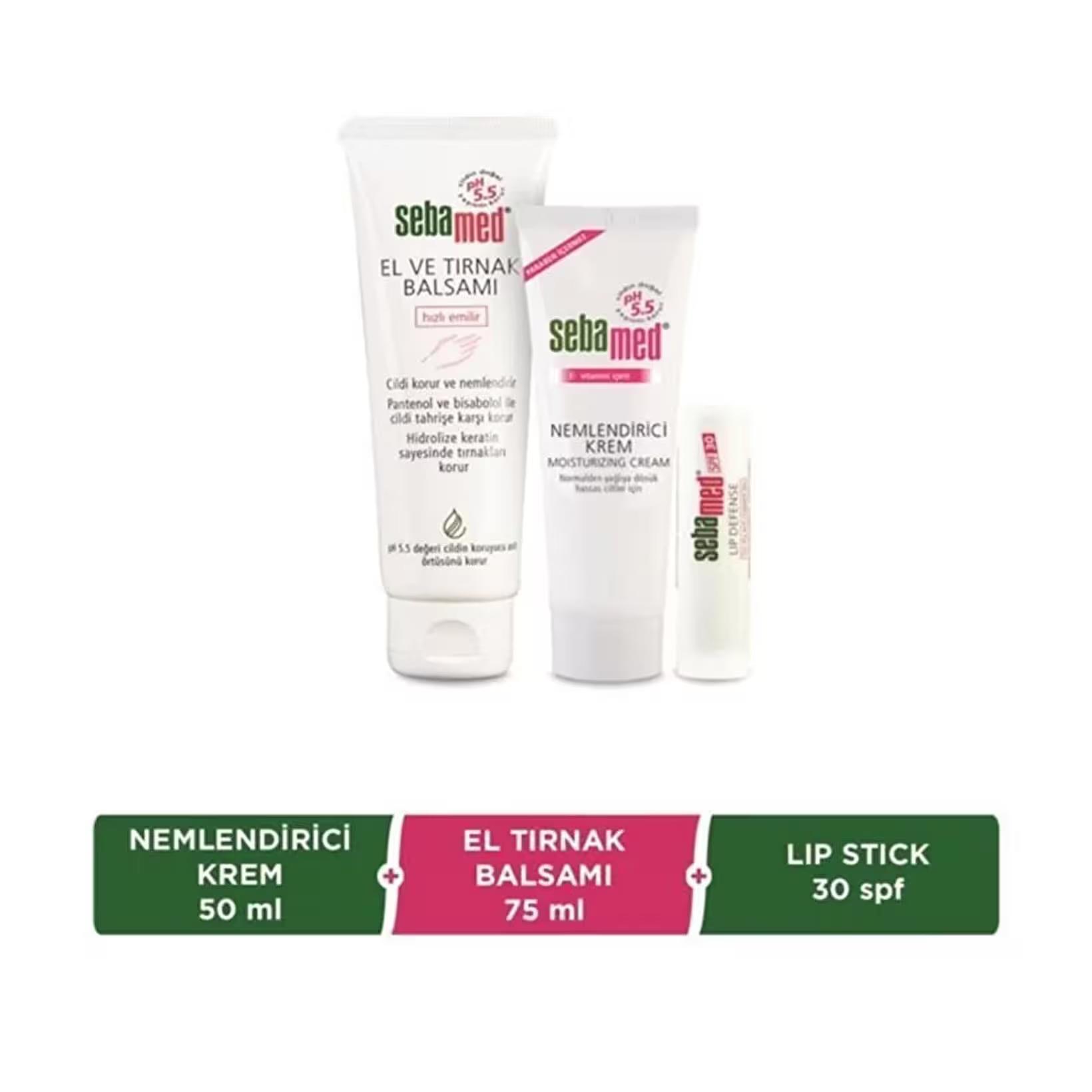 SEBAMED MOIS. CREM 50ML+LIP+HD-NAIL BAL 75ML SET