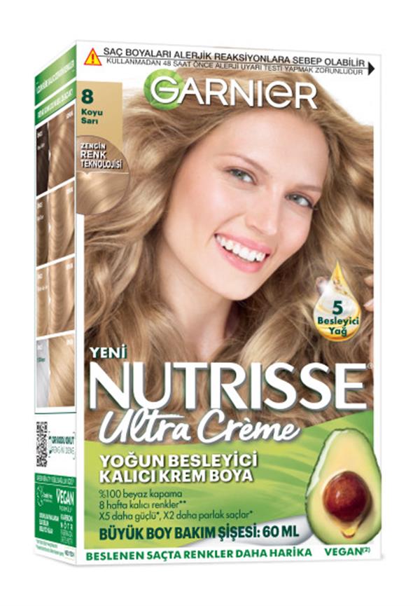 Garnier Nutrisse Yoğun Besleyici Kalıcı Krem Saç Boyası 8 Koyu Sarı