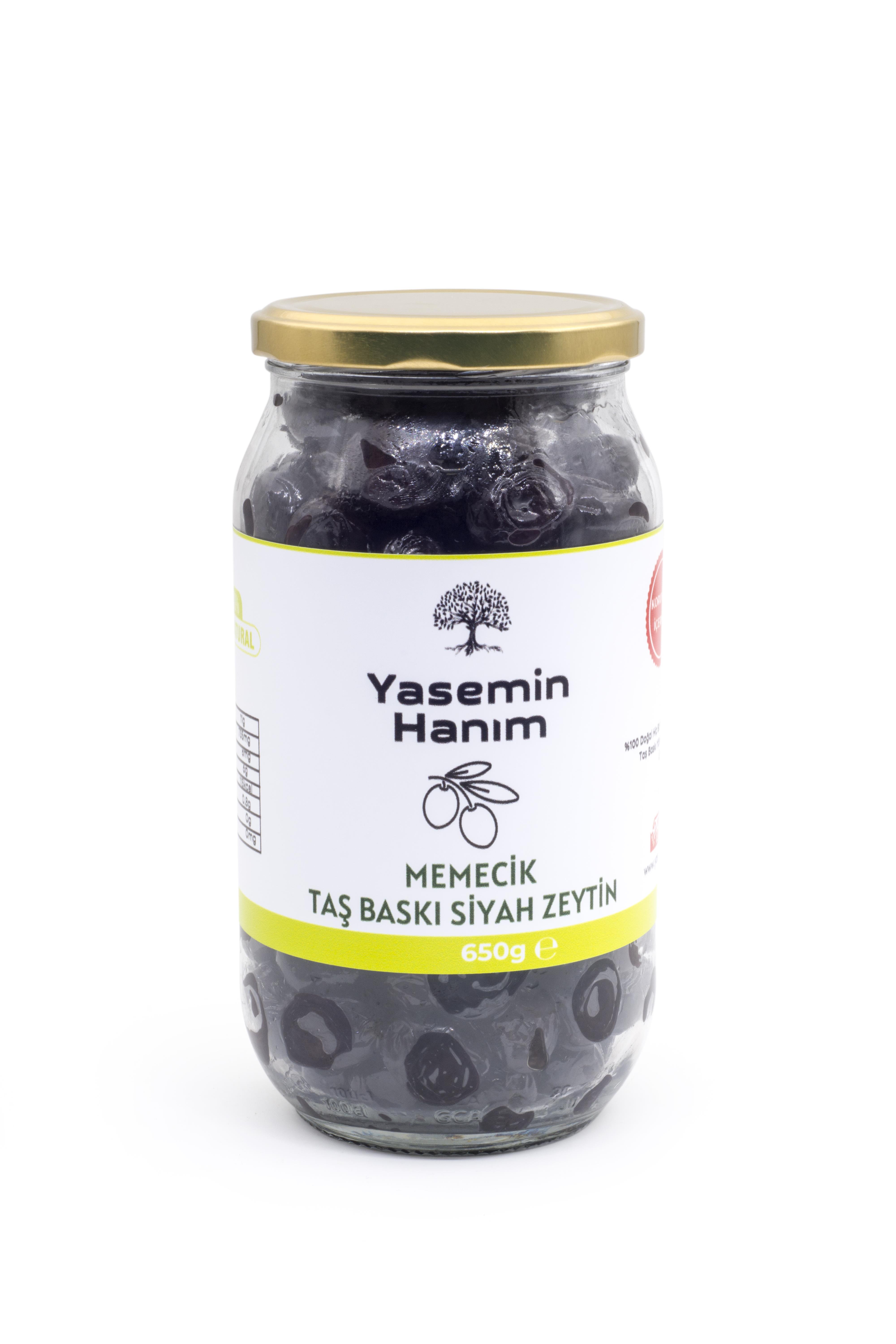 Memecik Taş Baskı Siyah Hurma Zeytin 650Gr.