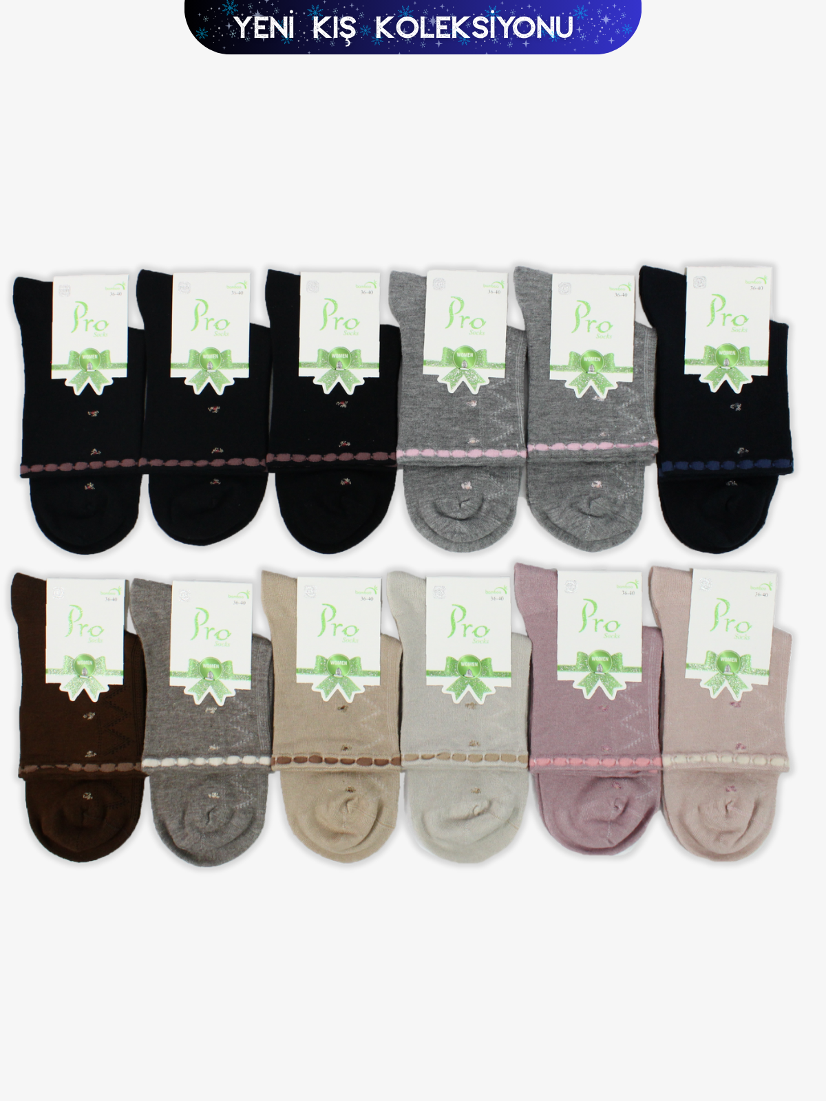 Hestia Bamboo Kışlık Soket Rahat Kadın 12li Çorap