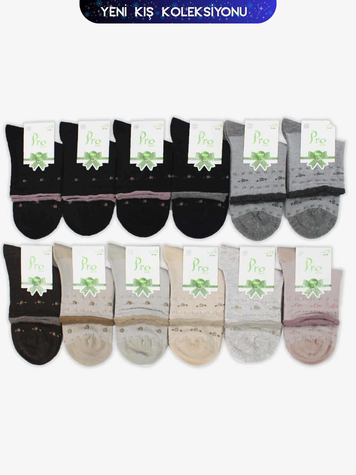 Rhea Bamboo Kışlık Soket Rahat Kadın 12li Çorap