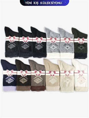 Sıklamen Lamswool Kışlık Soket Rahat Kadın 12li Çorap