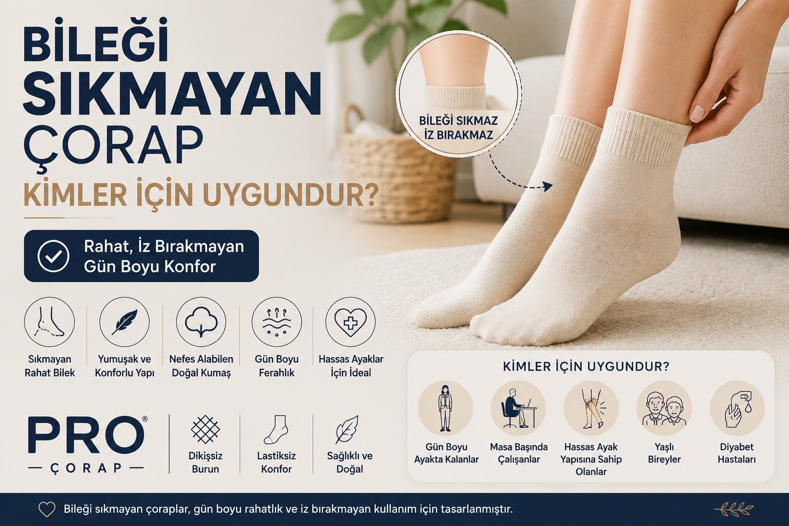 Bileği Sıkmayan Çorap Kimler İçin Uygundur? Rahat ve İz Bırakmayan Çorap Rehberi