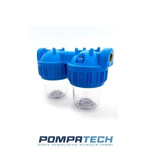 Aquafer 5'' Tombul ve Şeffaf İkili Filtre Kabı