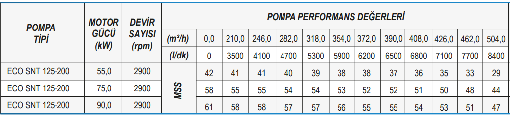 Standar Pompa ECO SNT 125 Serisi Tek Fanlı Santrifüj Pompa