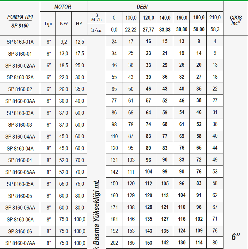 Ulusu 8" 8160 serisi paslanmaz dalgıç pompa