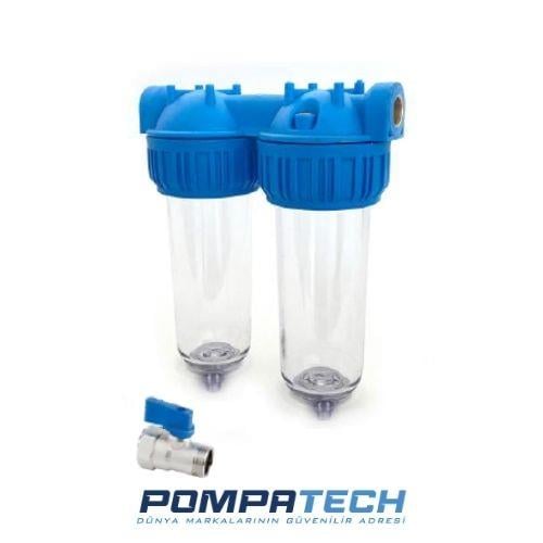 Aquafer 10'' Tahliyeli Şeffaf Ve İkili Filtre Kabı