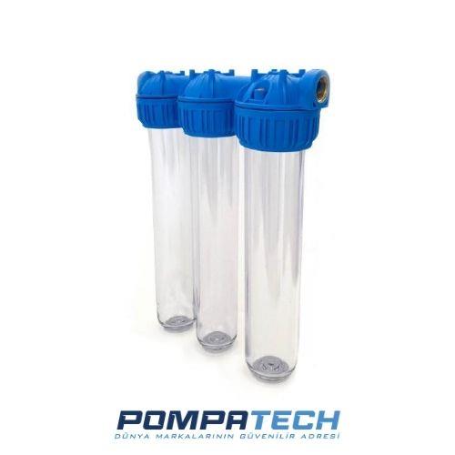 Aquafer 20'' Şeffaf Ve Üçlü Filtre Kabı