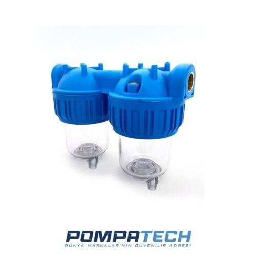 Aquafer 5'' Tombul Tahliyeli Şeffaf ve İkili Filtre Kabı