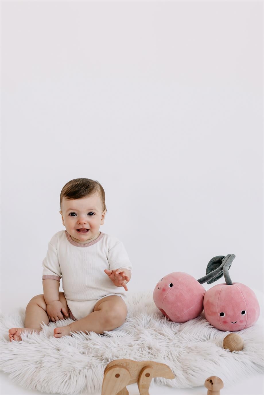 Yobebek Erkek Kız Bebek Zıbın Krem Pembe (Biye) Şerit 