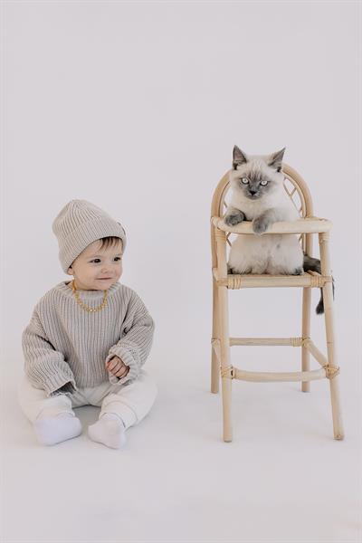 Yobebek Erkek Kız Bebek Triko Kazak Bej Renk