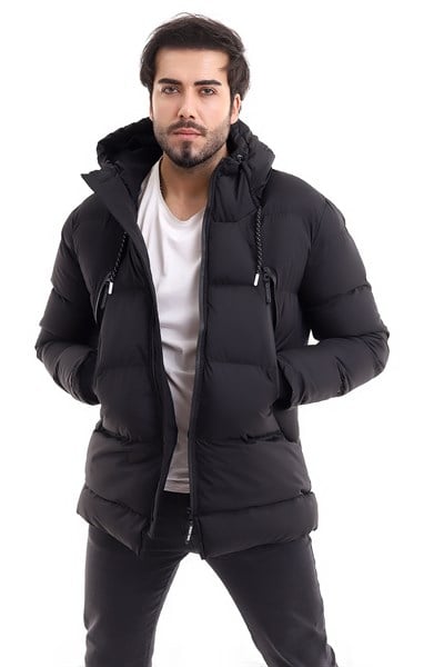 Rompasso Su Ve Rüzgar Geçirmez Içi Kürklü Erkek Siyah Uzun Şişme Mont & Kaban & Parka