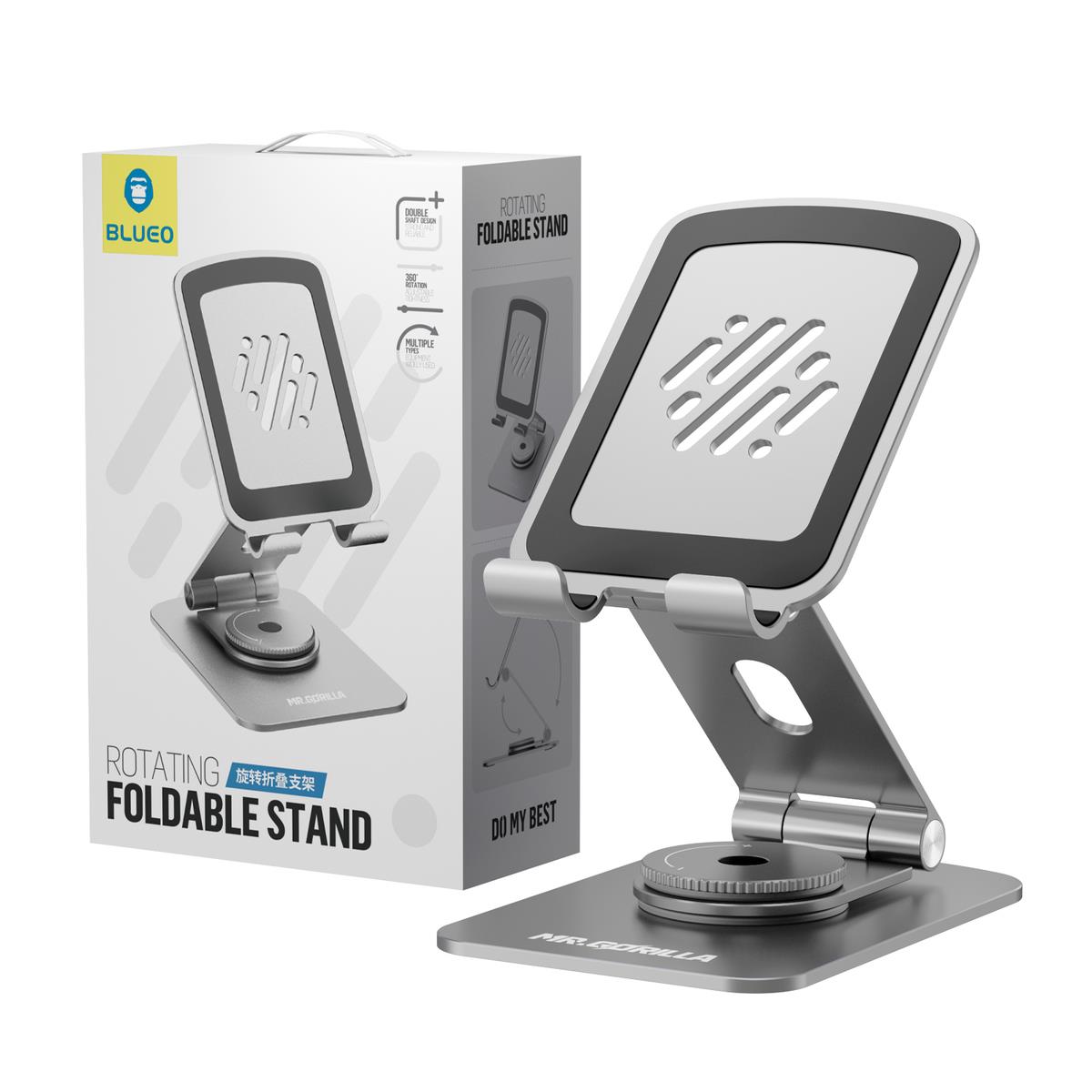 Blueo 360 Derece Haraketli Yükseklik Ayarlı Rotary Folding Metal Masaüstü Ev Ofis Telefon Tablet Standı