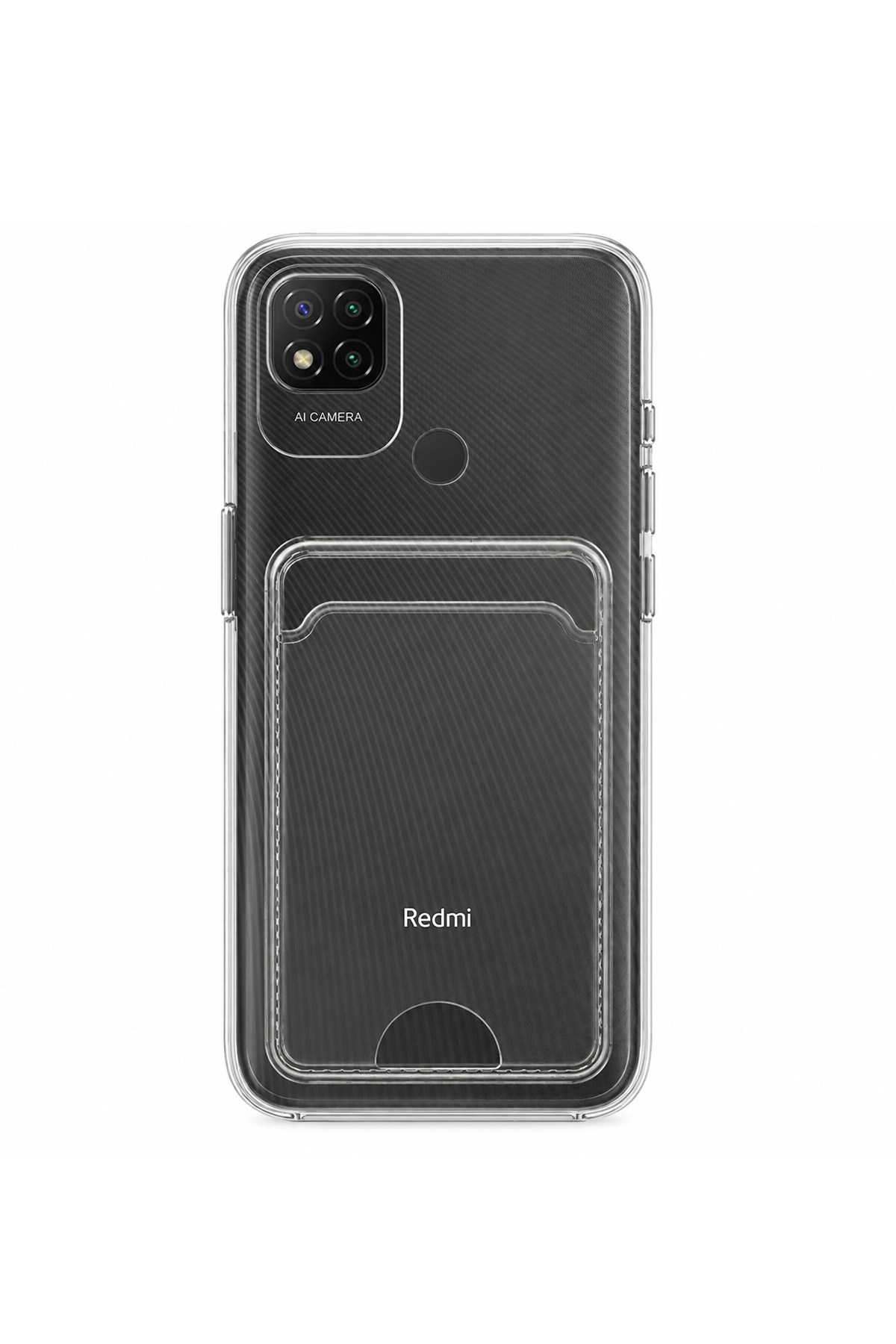 Redmi 9C Uyumlu Kartlık Detaylı Şeffaf Silikon Kılıf | Yuki Serisi
