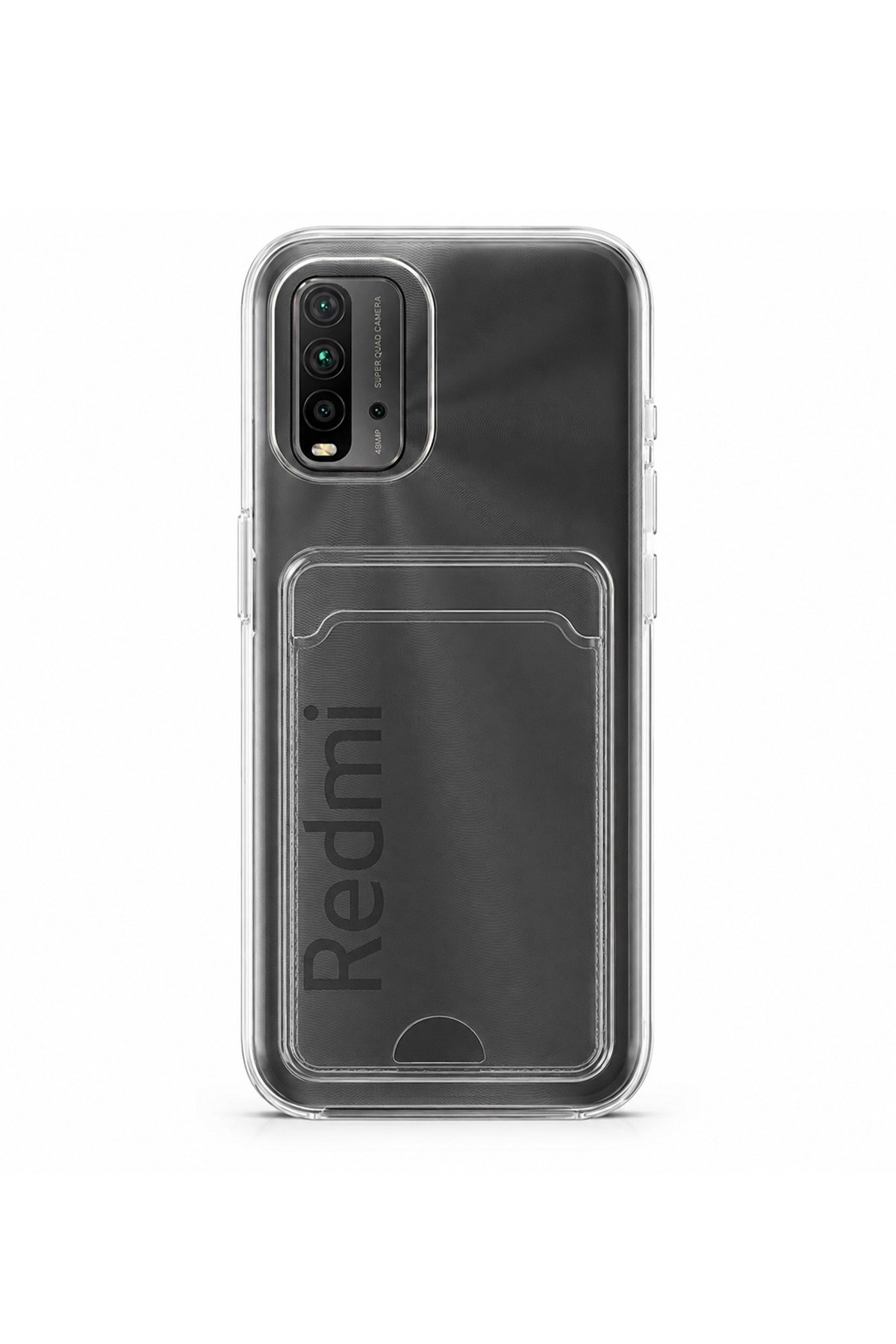 Redmi 9T Uyumlu Kartlık Detaylı Şeffaf Silikon Kılıf | Yuki Serisi