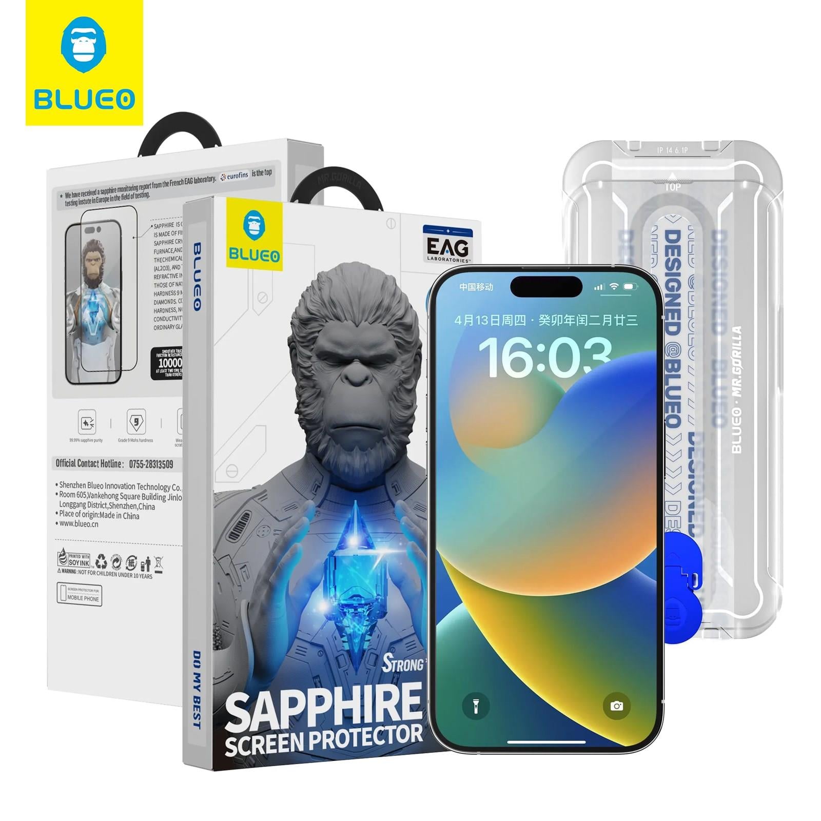 Sapphire iPhone 14 Uyumlu Uygulama Aparatlı 9 MOhs %99.99 Orijinal Safir Ekran Koruyucu
