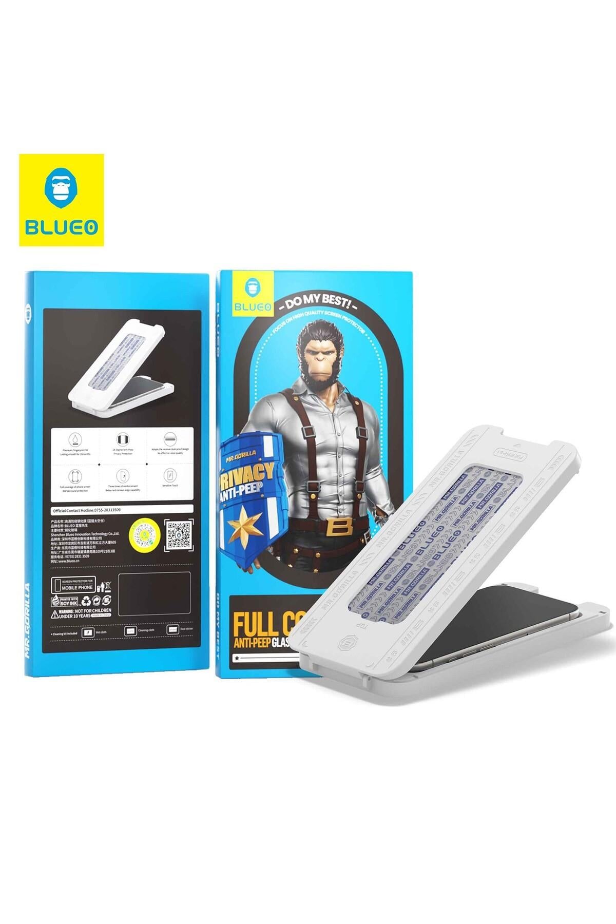 Blueo Anti-Peep Privacy iPhone 16 Pro Max Uyumlu Göz Yormayan Uygulama Aparatlı Hayalet Cam Ekran Koruyucu