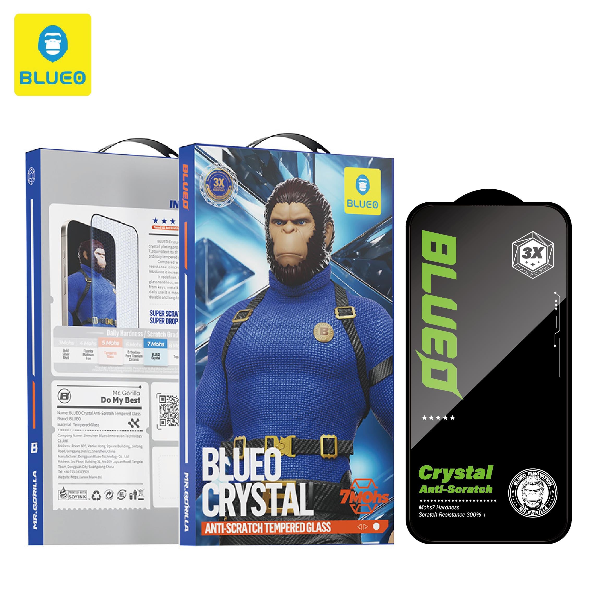 Blueo Crystal iPhone 17 Pro Uyumlu 7 MOhs Sertlik 3 Kat Çizilmeye Dayanıklı HD Cam Ekran Koruyucu