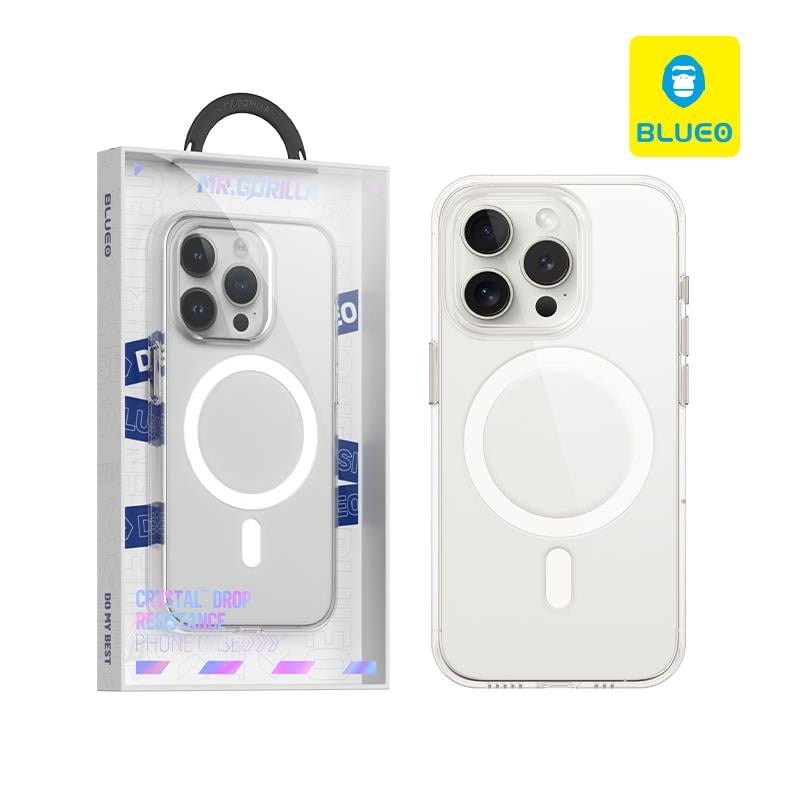 Blueo Crystal Pro Drop iPhone 16 Pro Uyumlu MagSafe Uyumlu Şeffaf Sert Silikon Kılıf