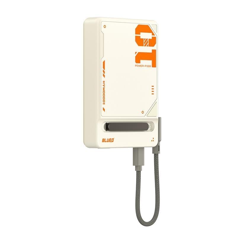 Blueo PD 20W MF MagSafe Uyumlu Type-C Çift Çıkışlı 10000 Mah Standlı Kablosuz Powerbank Şarj Aleti Beyaz