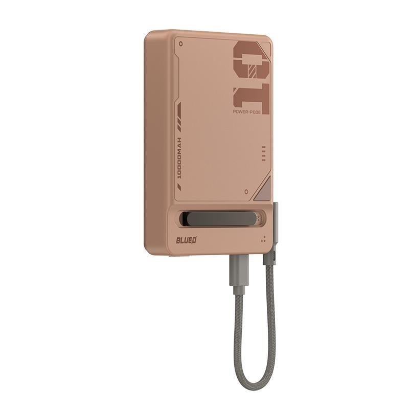 Blueo PD 20W MF MagSafe Uyumlu Type-C Çift Çıkışlı 10000 Mah Standlı Kablosuz Powerbank Şarj Aleti Pembe