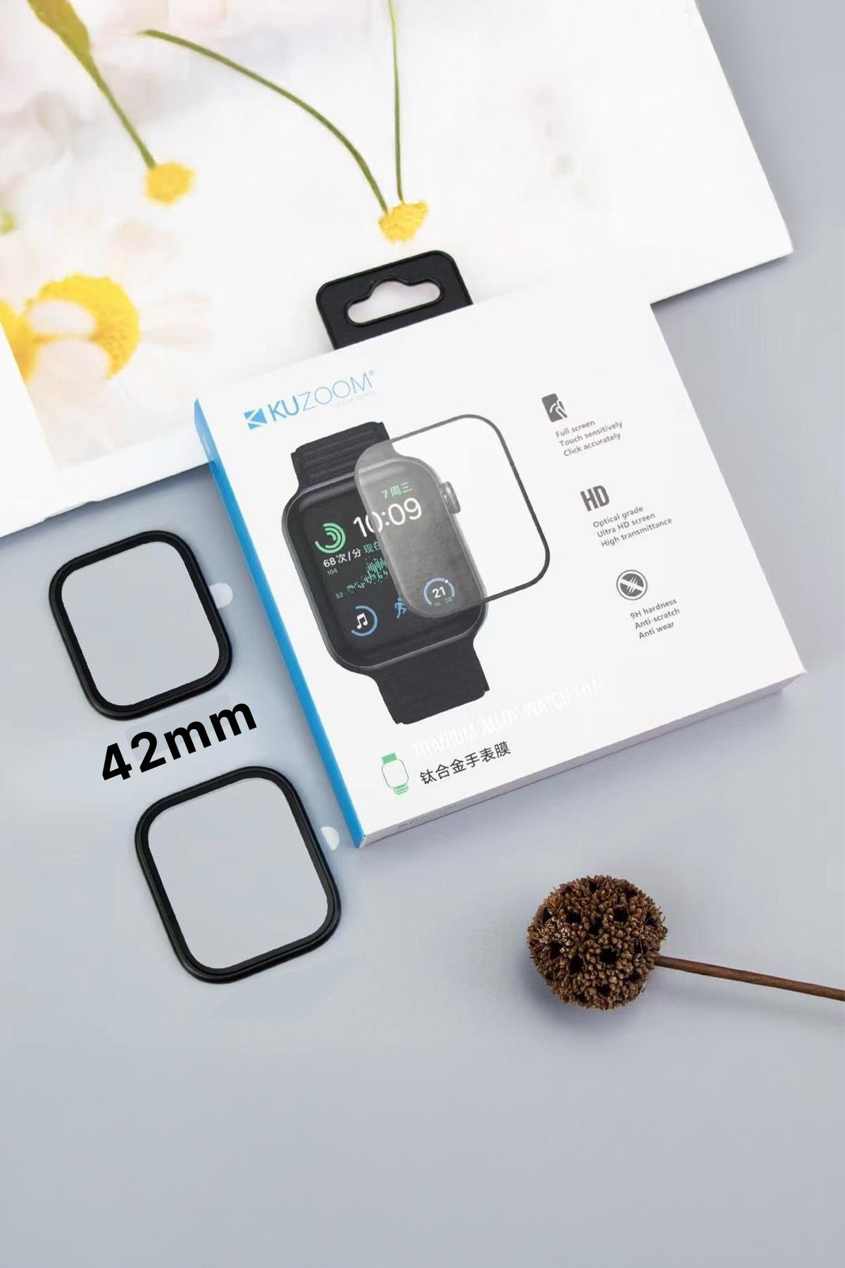 iP S10- 42mm Uyumlu Akıllı Saat Ekran Koruyucu Cam - Titanyum Alaşımlı 9H